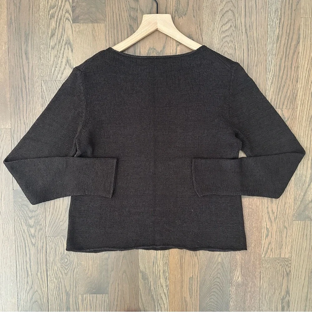 Eileen Fisher Wide Neck Pullover Silk Blend Sweater in Chocolate Brown Small